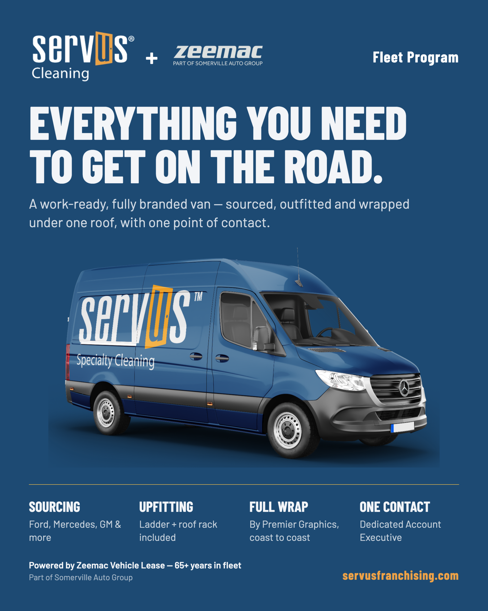Servus Cleaning and Zeemac Fleet Program — a fully branded Servus Specialty Cleaning van